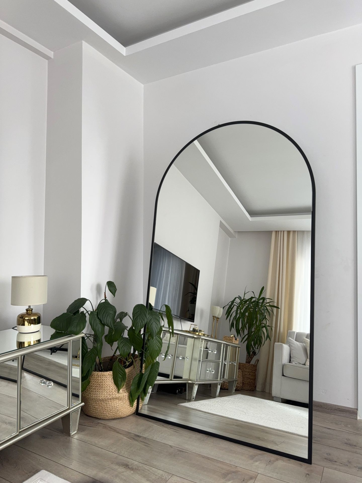 Ovaler Standspiegel 100x180 cm (Schwarz)