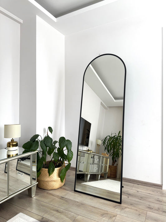 Ovaler Standspiegel 60x180 cm (Schwarz)