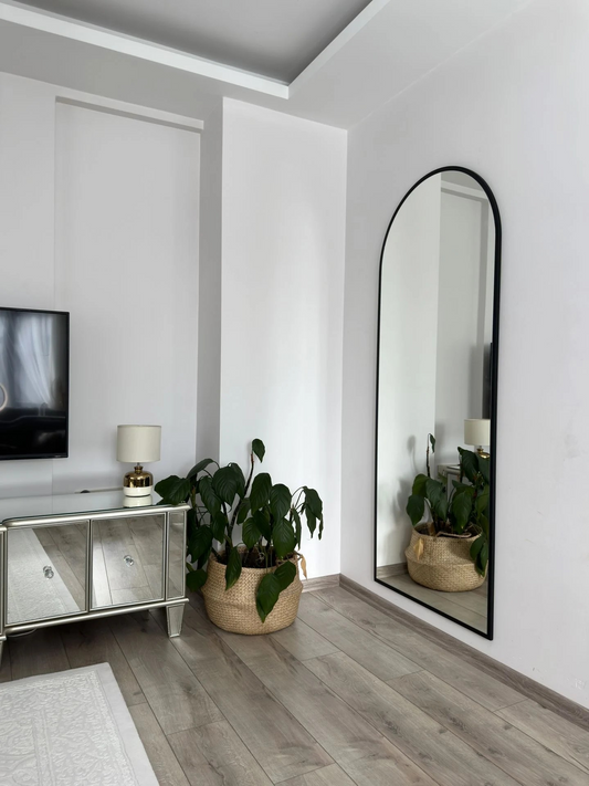 Ovaler Standspiegel 80x180 cm (Schwarz)