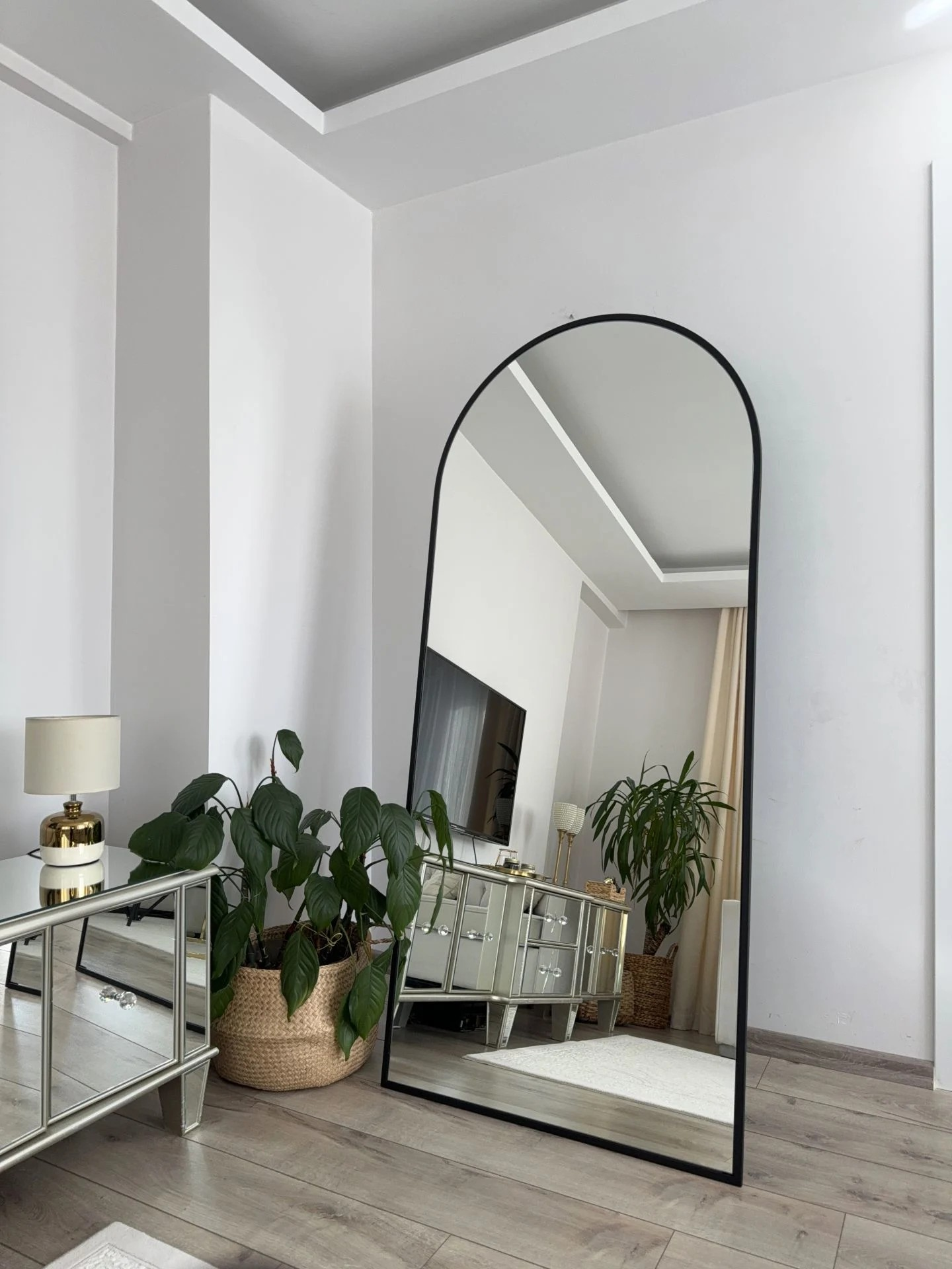 Ovaler Standspiegel 80x180 cm (Schwarz)