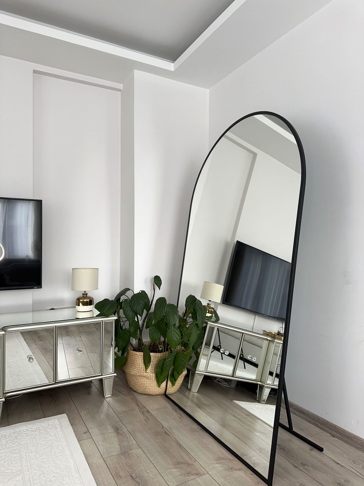 Ovaler Standspiegel 100x180 cm (Schwarz)