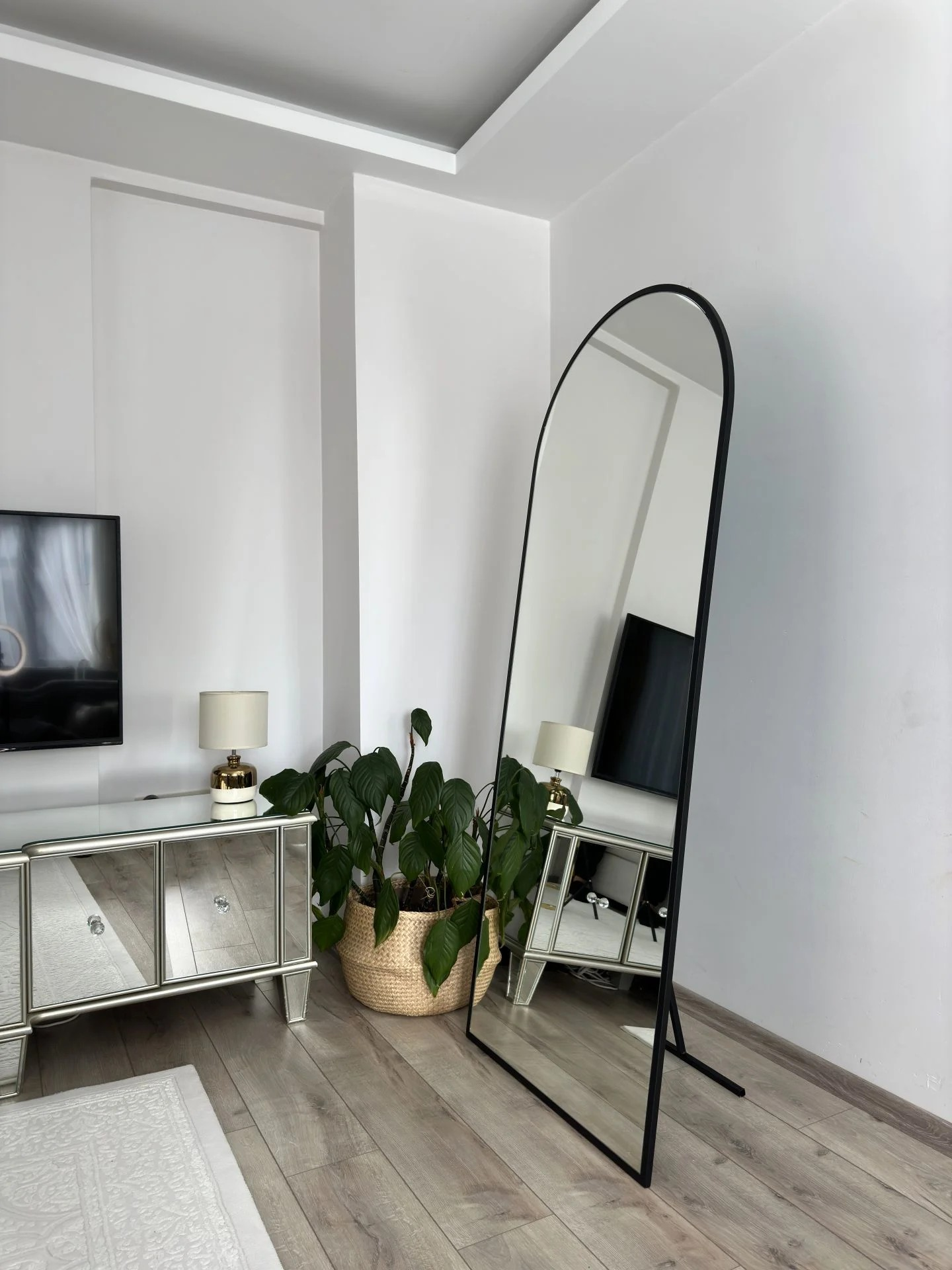 Ovaler Standspiegel 80x180 cm (Schwarz)