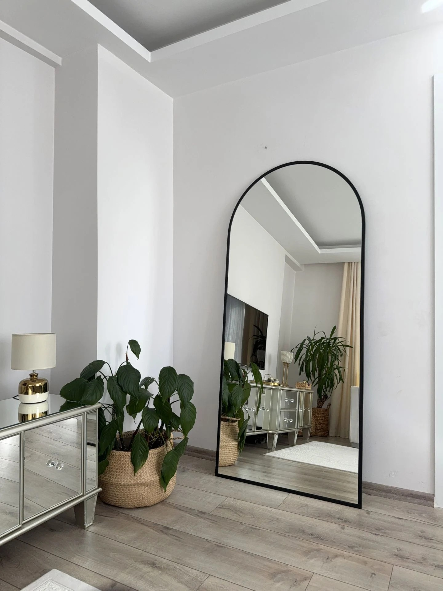 Ovaler Standspiegel 80x180 cm (Schwarz)