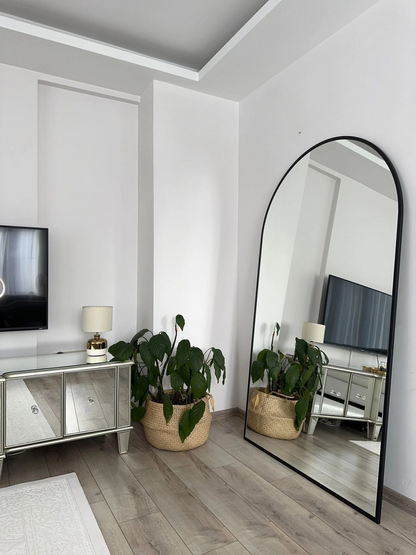 Ovaler Standspiegel 100x180 cm (Schwarz)