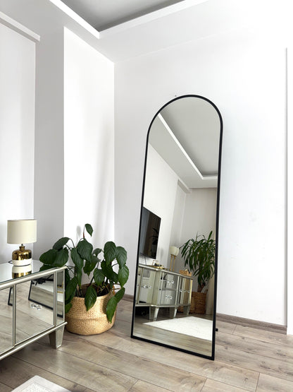 Ovaler Standspiegel 60x180 cm (Schwarz)